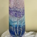 Winter Birches Alcohol ink on Ceramic Vase